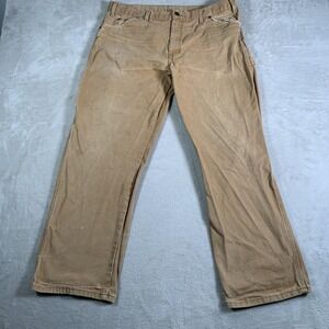 Dickies Carpenter Pants‎ Mens 38x30 Tan Duck Canvas Hammer Loop Utility Pocket